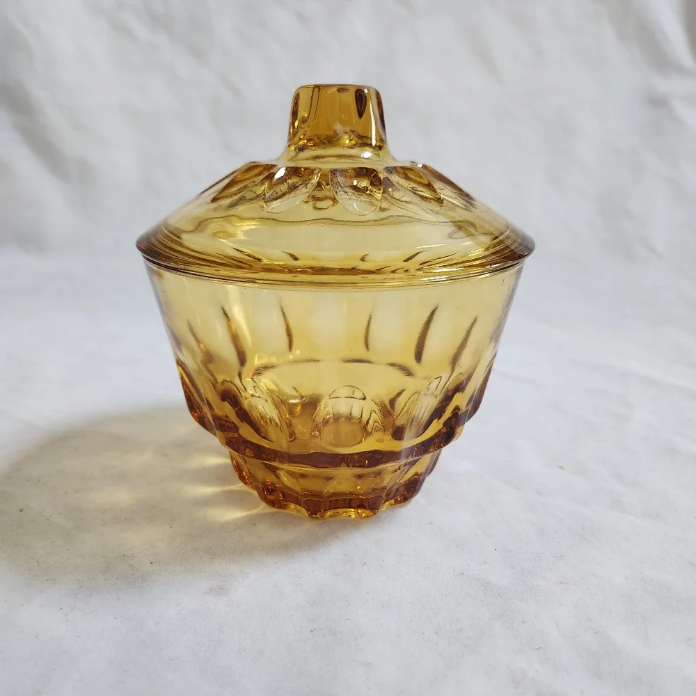 Vintage Amber Yellow Glass Candy Dish